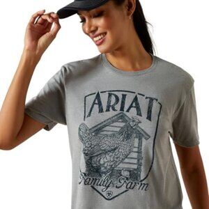 Ariat Women's Family Farm Chicken Hen Graphic T-Shirt Ice Berg 10062361